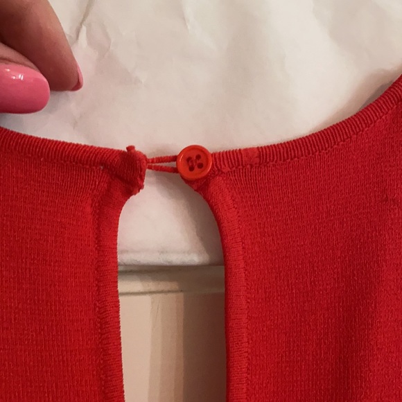 Orange Bermuda Knit Tiered Ruffle Fit/Flare Dress - Picture 6 of 7